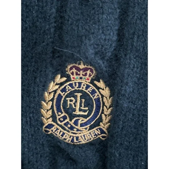 VGC Lauren Ralph Lauren VTG Forest green Lambs wool Cable Knit LRL sweater Sz XL - Picture 2 of 7